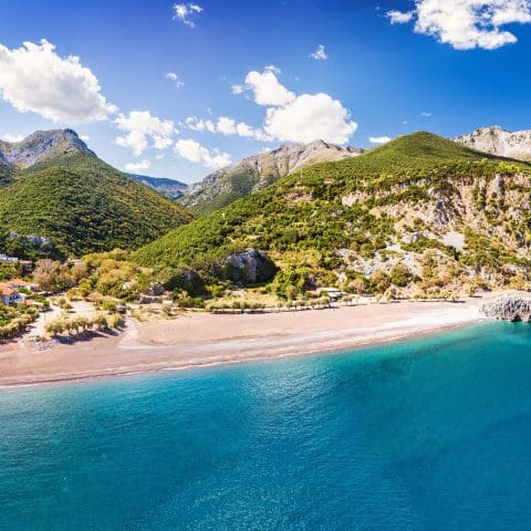 The beach Limnionas in Evia island, Greece